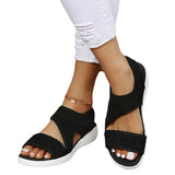 Breakj Large Size New Solid Color Elastic Set Foot Fish Mouth Heel Fly Web Surface Casual