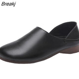 Plus Size Genuine Leather Flat Shoes Woman Handmade Loafers Flexible Spring Casual Shoes Woman Flats Zapatos
