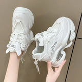 Heels White Sneakers for Women Spring 2023 Chunky Platform Women's Sports Shoes Fashion Thick Bottom PU Leather