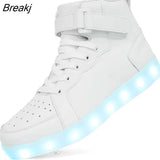Men Led Luminous Shoes Women High-Top Charging Glowing Sneakers Children USB Rechargeable Shuffle Dance Shoes Size