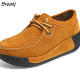 Women Flats Platform Shoes Suede Leather Lace up women Moccasins Creepers slipony Female Casual Summer Shoes Ladies