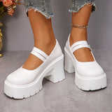 Buckle High Heels Mary Jane Shoes for Women Patent Leather Chunky Platform Pumps Woman Black White Lolita Shoes