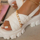 Platform Women Shoes 2022 New Spring Autumn Open Toe Sandals Casual Beach Slides Designer Slippers Chain Flip