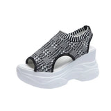 Women's SandalsSummer Wedge Heel Elastic Cloth Cover Foot Ladies Sandals Thick-soled Fashion Trifle Elevation Casual