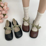 Low Heel Leather Shoes for Women Round Toe School Mary Janes Pumps Fashion Shallow Dress Shoes Soft Sole Single