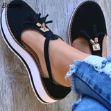 Women Sandals Summer Casual Flat Platform Heel Fridge Buckle Strap Female Sandals Platform Women Shoes for Women