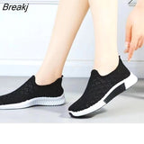 Mesh Comfortable Women Shoes Breathable Hollow Sports Walking Sneakers Casual Flat Ladies Solid Shoes