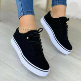 New Women's Low-top Vulcanized Shoes Round Toe Casual Shoes Flat Shoes Lace-up Walking Shoes Women Versatile