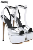 Super Thin Heels Woman Sandals 2023 Summer Cover Heel Sexy Party Wedding Shoes Fashion Comfy Women Pump Sandals