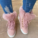 Breakj Short-Haired Long Hairy Leather Snow Boots Women's Wind Plus Thick