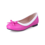 Size 34~51 Ballet Flats Women Autumn Spring 2023 Mixed Colours Patchwork Casual Loafers Bow PU Leather Slip on Basic