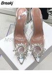 Heels Woman PVC Sandals 2023 Sexy Crystal Heeled Slingbacks Women Pumps Summer Shoes High Heels Wedding Bride