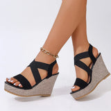 Women's Sandals Summer Casual Shoes for Women Comfortable Non-slip Walking Slip on Elastic Fabric Female Shoes Platform