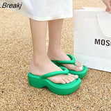 2023 New Platform Casual Slippers for Women Summer Korean Wedge Sandals Trend Clip Toe Flip Flops Casual Beach