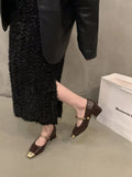 Thick-Heeled Square Head Mary Jane Single Women's Shoes 2024 New Spring And Autumn Fragrant Style Evening