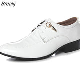 Men Patent Leather Oxfords High Quality Genuine Leather Shoes Classic Brogue Mens Formal Shoe Casual Bullock Dress Wedding
