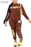 Fashion Letter Print Two Piece Sets Autumn Winter Sweatshirt And Sweatpants Matching Outfits Women Casual