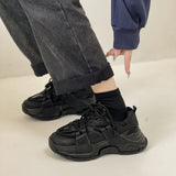 Sneakers Sports Shoes Women's New Spring Autumn Versatile Lace Up Thick Bottom Breathable Zapatillas Mujer Black