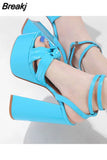 Women's Sandals 2023 Summer New Fashion Butterfly-knot Elegant Lady Single Shoes Thick Heels Ankle Buckle