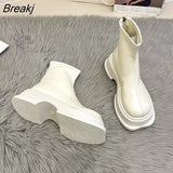 New Platform Women Ankle Boots High Quality Soft Leather Autumn Winter Ladies Thick Sole Casual Shoes Female Botas De