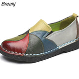 Women Genuine Leather Loafers Mixed Colors Ladies Ballet Flats Shoes Female Spring Moccasins Casual Ballerina