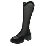 new but knee high boots 2023 women breathable mesh hollow cool boots breathable thick heel ankle boots platform