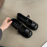 Mary Jane Shoes Women's Shoes 2024 New French Spring Shallow-Mouth Soft Flat-Soled Small British Leather