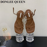 New Summer Women Sandals Fashion Square Toe Flat Heel Ankle Strap Shoes Narrow Band Casual Slides Green Sliver Female