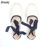 for women Hemp Rope Bottom Ladies Sandals Flat Shoes Women Strappy Fisherman Sandals Women Spring and Summer Lace