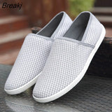 Breathable Casual Flats Shoes Mens Canvas Loafers Fashion Men Canvas Shoes Slip on Fisherman Driving Footwear White