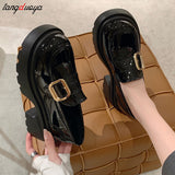 Women's Shoes Platform Autumn Round Toe Female Footwear Loafers With British Style Shallow Mouth Oxfords Casual Sneaker