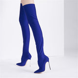 Women Sexy Over The Knee Boots Woman Pointed Toe Thin Heels Elastic Fabric Botas Mujer Autumn Winter Party Long