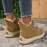 Thiken Plush Winter Boots Women 2023 Lace Up Anti-Slip Platform Snow Boots Woman Thick Sole Cotton Padded Shoes Size