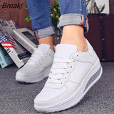 Women Sneakers 2023 Breathable Waterproof Wedges Platform Vulcanize Shoes Woman Spring Luxury Leather Casual Tennis Feminino