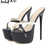 Runway Model Catwalk Super High Platform Slippers Women Sexy Party Nightclub Stripper Heels Open Toe Slides Shoes
