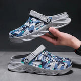 Slippers Men Beach Sandals EVA Bottom Hollow Clog Slippers Comfortable Beach Mules Shoes Men Hole