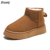 Heels Women Botas 2023 Winter Platform Short Plush Warm Snow Chelsea Boots Fashion Ankle Suede Pumps Casual