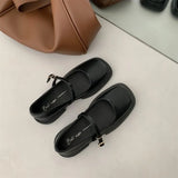 Design Shoes Women Casual Thick Sole Heels Ankle Buckle Shoes Elegant Ladies Shallow Single Platform