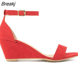 Women Sandals Sexy 8cm Pointed Toe Thin High Heels Wedge Platform Ankle Strap Sandal Party Solid Color Wedding