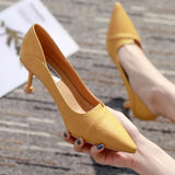 women fashion sweet yellow pu leather stiletto heels for party & night club lady black summer office heel