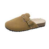 Breakj Plus Velvet Birken Shoes Women 2025 Autumn And Winter New Lazy Bag Head Half Slippers Fashion Wearing Wool Cotton