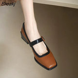 2023 Autumn French Retro Elegant Style Square Head Thick Heel Mary Jane Shoes Women's Low-heeled Belt Buckle Shoes
