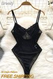 Black Bodysuit for Women V-neck Spaghetti Strap Sleeveless Hollow Out Floral Lace Backless Skinny Bodysuits Body