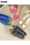 Brand Mixed Color Flats Shoes Women Slip On Casual Ballerina Soft Loafer Female Bow Knot Shoes Office Zapatillas De