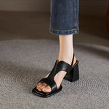 Women's Sandals 2024 Summer Thick Sole High Heels Ladies Sandal Shoes for Women Retro Open Toe Back Strap Sandalias De
