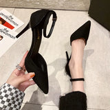 Breakj Buckle Single Shoe 2025 New Spring And Autumn High Heels Women Pointed Black Fine And Professional OL Women's
