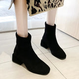 Leather Women Ankle Boots High Heels Winter Women Shoes Fashion Casual Ins Female Short Boot