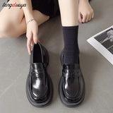 bown Punk Platform Women Loafers Round Toe Chunky Vintage Shoes Women Slip on flats Women Pumps mary janes Loafers