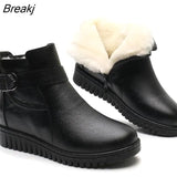 Fashion Winter Women Genuine Leather Ankle Boots Female Thick Wool Warm Snow Boots Mother Waterproof Non-slip