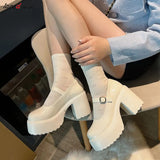 platform heels Gothic Punk Shoes Platforms Mary Jane Shoes Fashion Ladies Uniform Thick Heel Shoes College Lolita